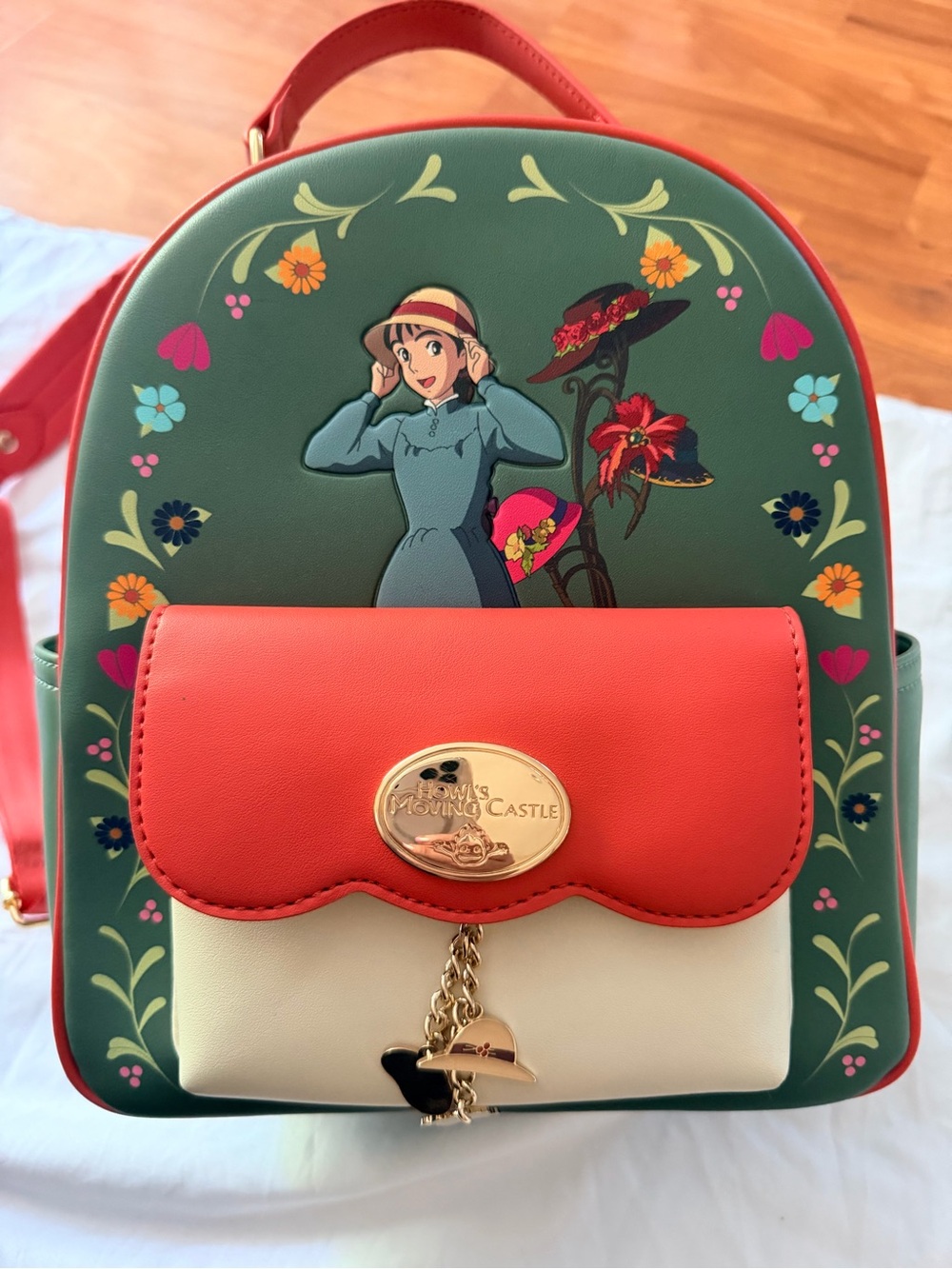 Studio Ghibli-inspired Green & Red Women’s Mini Backpack